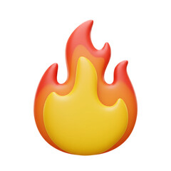 Stylized 3d fire emoji isolated on transparent background