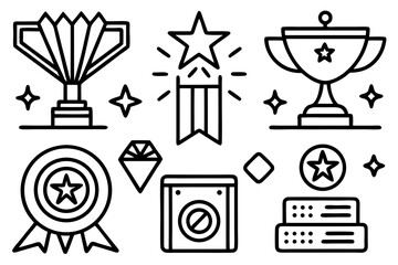 set of trophy cups and medals