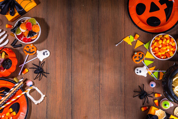 Halloween party sweets and snacks table