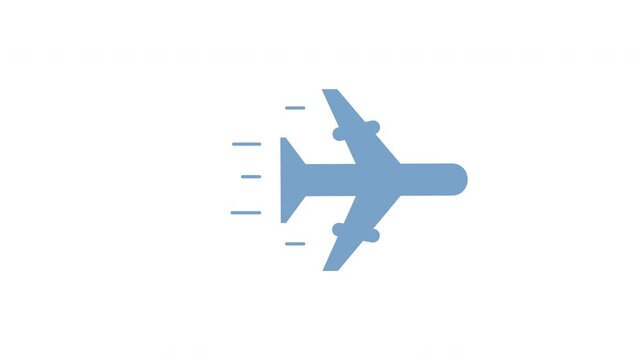 Aeroplane icon animation. Flying plane and air current, Travelling concept. Hot tours. Airline