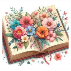 Fototapeta premium Art of flowers bloom from an open book