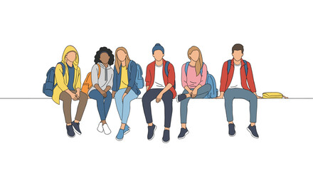 Obraz premium A diverse group of young students sitting together enjoying their free time outdoors