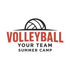 Volleyball Summer Camp T-Shirt Design Sports Team Logo with Bold Typography