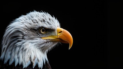 Obraz premium Close-up profile of an eagle's head. Sharp focus, dramatic lighting
