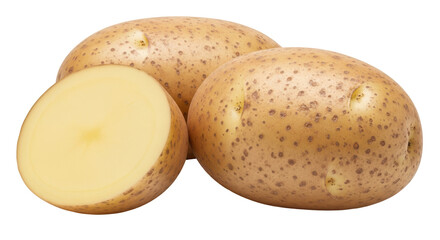 Isolated Cut and Whole Potatoes
