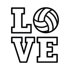 LOVE Volleyball T-Shirt Design Minimalist Sports Typography