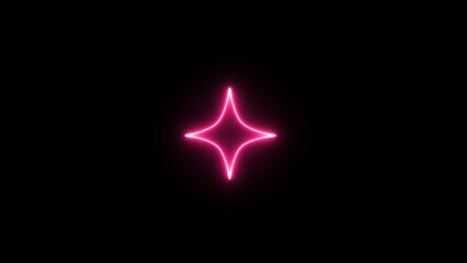 Neon light star frame rotation loading background illustration. Neon pink color star moving light illustration.