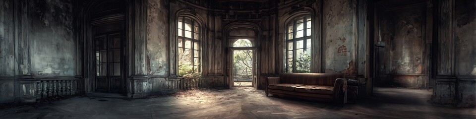 Interior vignette with imperfect symmetry and worn material beauty