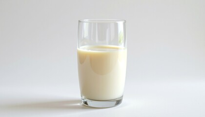 A clear glass filled with fresh, creamy milk. The image showcases the purity and freshness of the beverage.