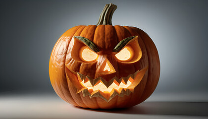 Isolated Halloween Pumpkin with Scary Expression