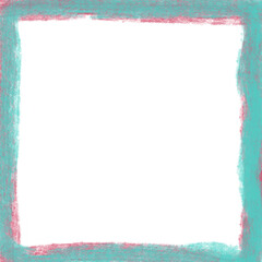 A colorful abstract square frame design with hand-painted texture and empty space