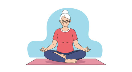 Serene woman practicing meditation and yoga on a mat in a peaceful pose for well-being and mindfulness