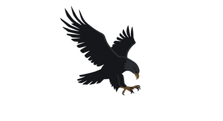 Minimalist Diving Eagle Vector Icon, Bird of Prey Swooping Logo