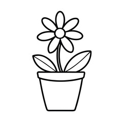 flower pot coloring page on white background