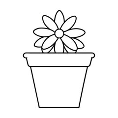 flower pot coloring page on white background