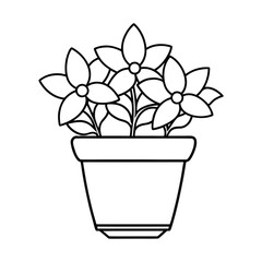 flower pot coloring page on white background