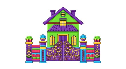 Naklejka premium Home house architecture building facade estate residence property design illustration drawing