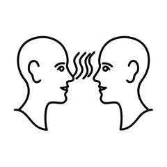 head communicating with sound waves between them