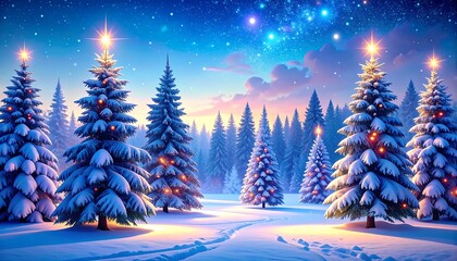 Fototapeta premium Winter wonderland Christmas trees