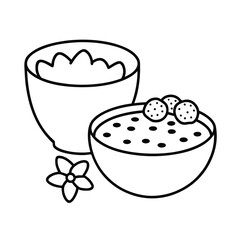 healthy breakfast coloring page with oatmeal juice