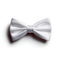 A white bow tie plain, isolated on a pure white background. Formal wear, accessory.