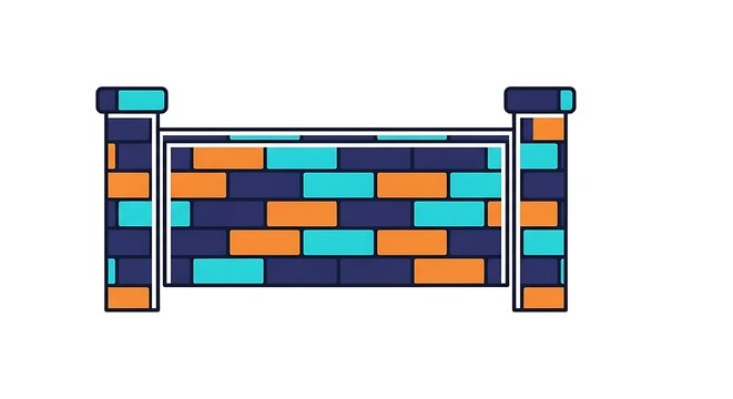 Illustration of brick wall fence colorful design construction architecture exterior barrier