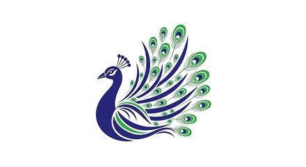 Elegant Peacock Design: An artistic depiction of a peacock showcases intricate feather patterns and vibrant colors, embodying the grace and splendor of this magnificent bird.