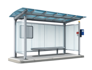 Empty bus stop shelter, modern design