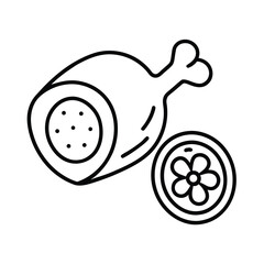 juicy ham steak with bone and sliced pieces isolate 