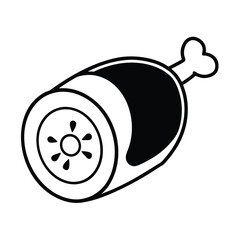 juicy ham steak with bone and sliced pieces isolate 