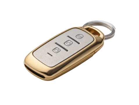 Gold-toned car key fob cover with three buttons