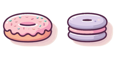 Art of a donut and macaroon isolated on white
