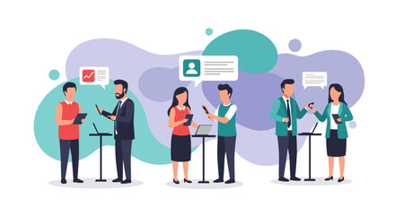 Diverse team collaborating using tablets and laptops, ideal for business presentations or website banners.