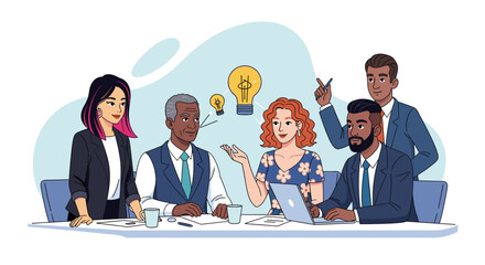 Diverse Business Team Brainstorming New Ideas, perfect for website landing pages or brochures.