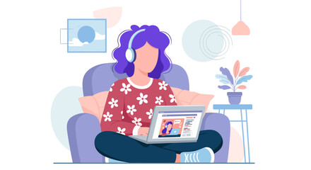 Woman working from home on laptop, perfect for blog posts about remote work, or articles on work-life balance.