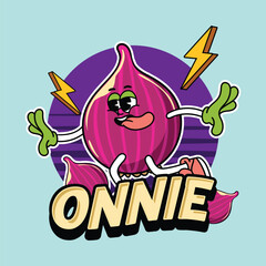 cute onion vegetable vintage comic cartoon characters