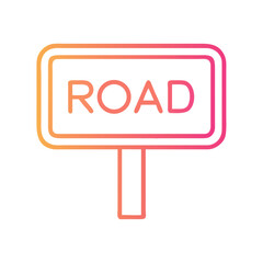 Road sign with the word 'ROAD' in colorful gradient design  