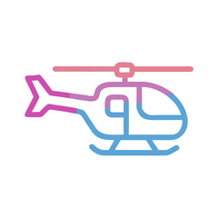 Obraz premium Simple line art helicopter illustration in pink and blue colors 