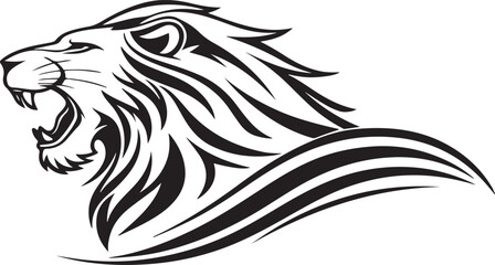 Tribal Lion Silhouette Illustration 