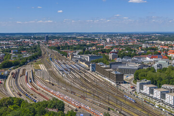 Augsburg von oben, Ausblick auf den Hauptbahnhof
