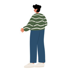 Illustration of a young Muslim man in casual outfit, standing confidently. Flat vector illustration.