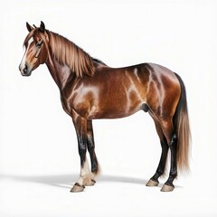 Obraz premium Majestic Stallion in a Pose: This photorealistic representation showcases a stunning stallion, exhibiting poise and strength, captured with vivid detail and striking visual appeal.