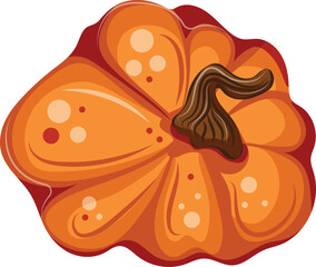 icon of a round orange pumpkin with a curved tail with beautiful shadows in a cartoon style, for autumn designs, cards or printing