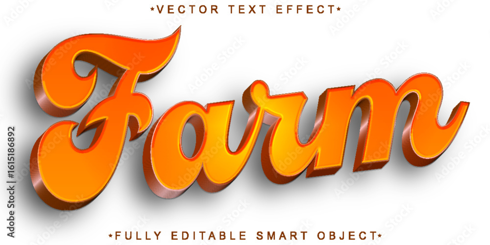 Poster farm village ranch field countryside style vector fully editable smart object text effect