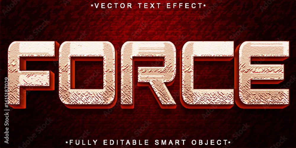 Poster powerful strong force energy impact style vector fully editable smart object text effect