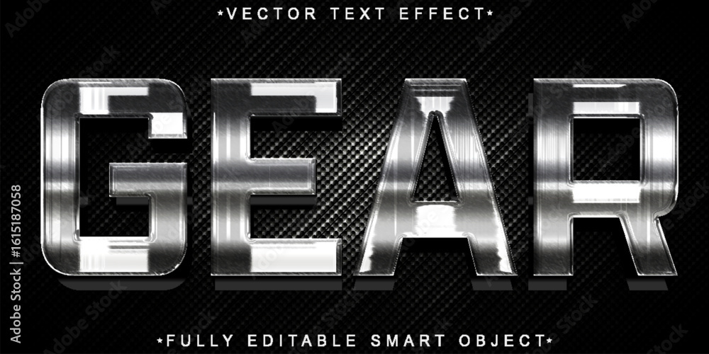 Aufkleber mechanical gear machine industrial technology style vector fully editable smart object text effect