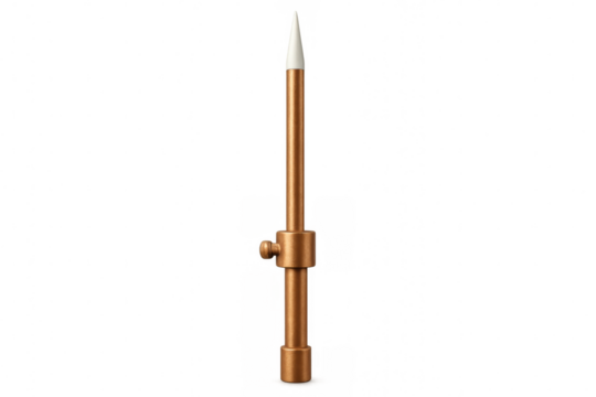 Soldering iron tip featuring adjustable temperature control, positioned against a transparent background for clear visibility and detail
