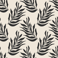 Trendy minimalist seamless botanical pattern with abstract creative hand drawn composition