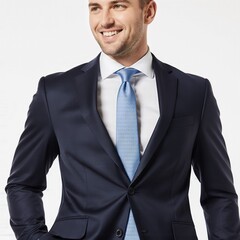 Modern Professional: A handsome individual exudes confidence in a tailored suit, a portrait of contemporary style and success.