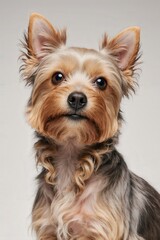 Yorkshire Terrier Portrait: A close-up portrait of a charming Yorkshire Terrier, showcasing its breed characteristics. Capturing the adorable personality and fluffy coat.